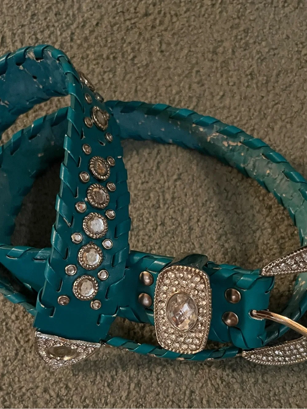 Women’s Teal Crystal Western Belt - Teal